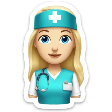 female blue eyes blonde nurse sticker