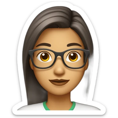 Chica pelo moreno liso largo con gafas universitaria sticker