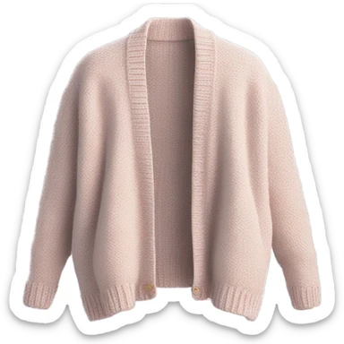 Pastel oversize wool open short cardigan, isolated sticker