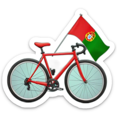 Racing bicycle with big portuguese flag sticker