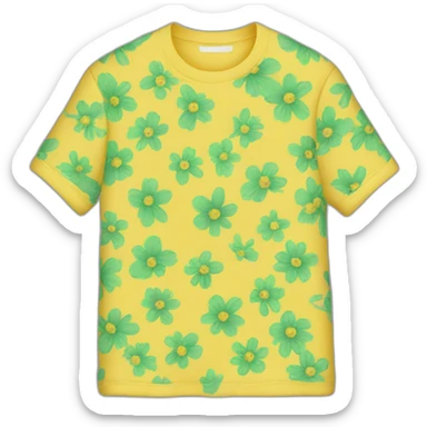 yellow t shirt with green Flowers sticker