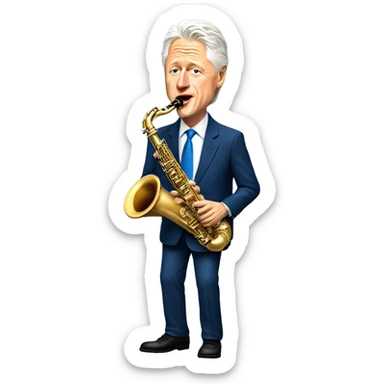 Bill Clinton playing the saxophone ￼ sticker
