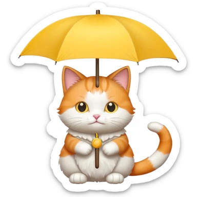 The cat is holding a yellow umbrella. sticker