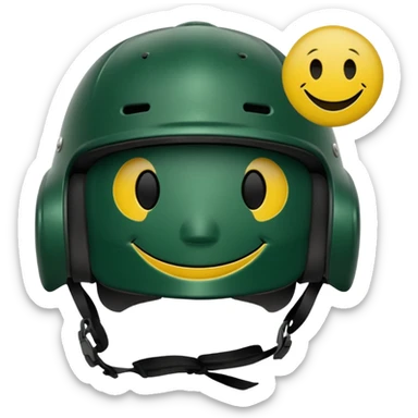 dark green skater helmet with smiley stickers sticker