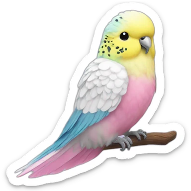 feather white, feet pink budgie sticker