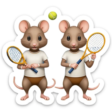 2 rats playing tennis sticker