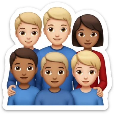 I want a 5 persons, 3 girls, one of them have a short hair, and 2 boys  sticker