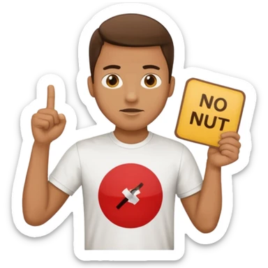 man holding sign that says No Nut August sticker