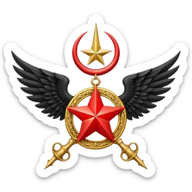Holy Emblem with black wings and horn and red star in the middle sticker