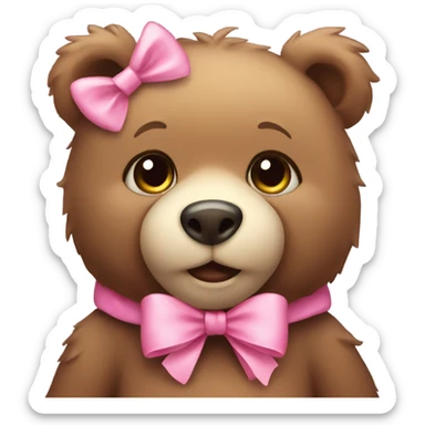 cute bear with pink bow sticker