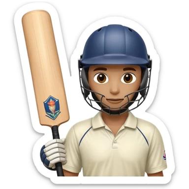 cricket player with bat and helmet sticker