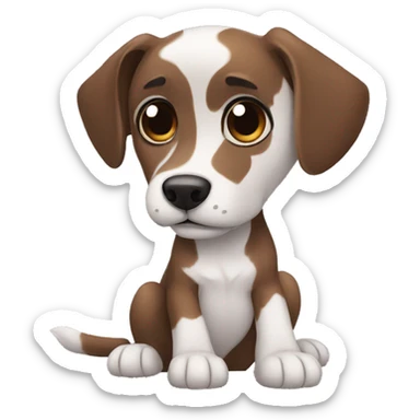 dog, black, paw white and chest white, big brown eyes sticker