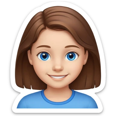 9 year old girl smiling brown hair blue eyes sticker