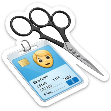 Scissors cutting ID card sticker