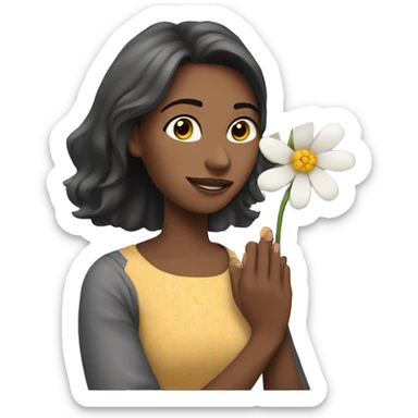 Mujer con una flor en la mano sticker