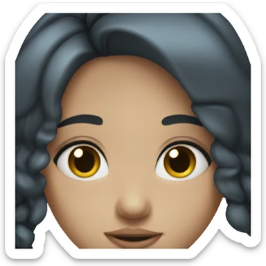 A girl with long black hair and big blue eyes sticker