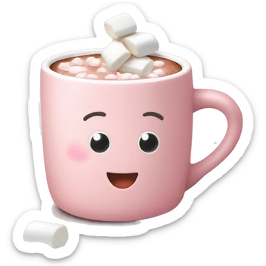 Light Pink mug of hot chocolate with marshmallows  sticker