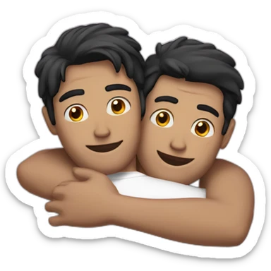 Gay hug between two white men with black hair sticker