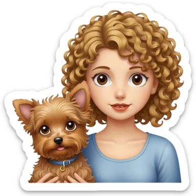 Hot dog girl curly and yorkie dog sticker