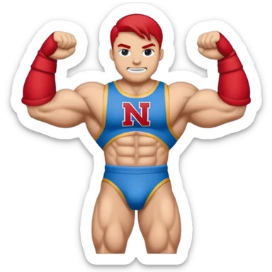 Can you create a emoji of threw Nebraska Cornhusker mascot sitting on top of the UCLA Bruin mascot sticker