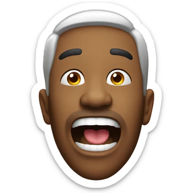 a main looking up with mouth wide open sticker