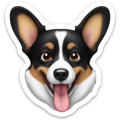 Black corgi dog with tounge out sticker