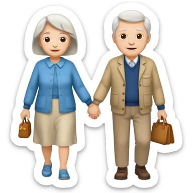 elderly couple walking sticker