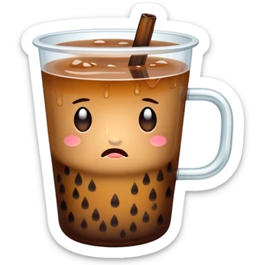 a cup of boba crying with lots of tears sticker