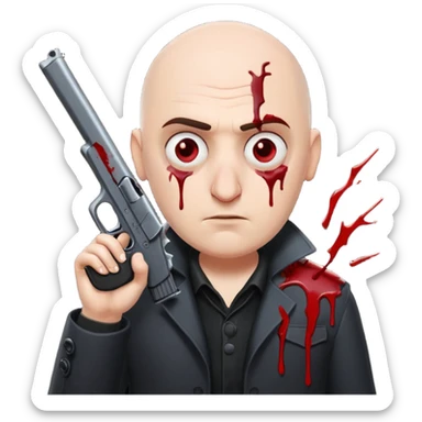 gru with gun and blood sticker