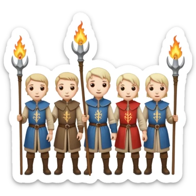 les villagois avec des fourches ou des torches sapé en moyen age sticker