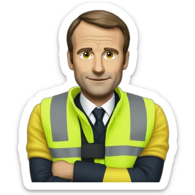 macron with yellow vest sticker