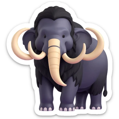 mammoth with black fur and white tusks, clear details sticker