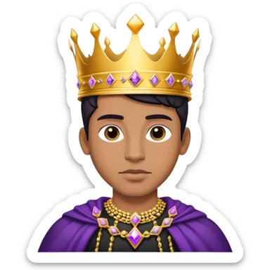King, golden crown, black clothes, purple diamonds  sticker