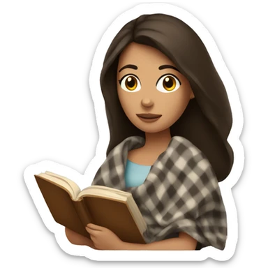 Brunette woman with blanket reading a book sticker