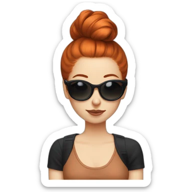 Bad Redhead girl bun Sun glass bun wearing black with cockatiel sticker
