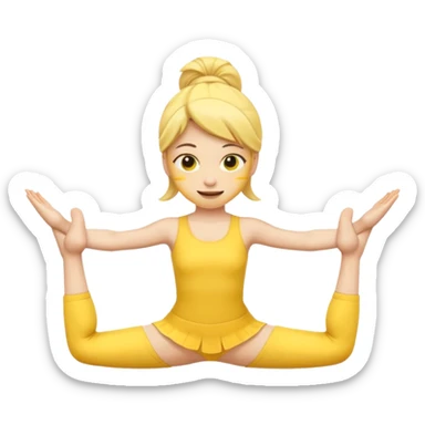 Yellow emoji girl doing the front splits sticker