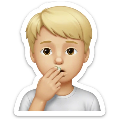 blond headed boy picking his nose sticker