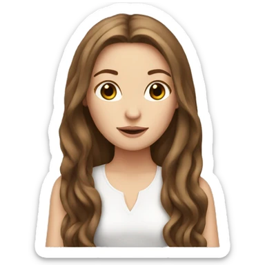 White girl with long brown hair sticker