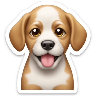 A puppy with a mustache sticker