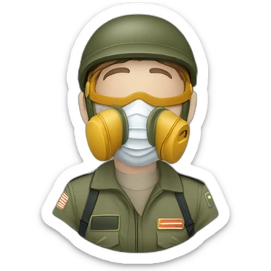 Pilote de chasse avec un tête sérieuse pas et avec un masque à oxygène et une visière sticker