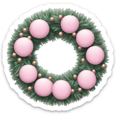 Pastel pink Christmas wreath sticker