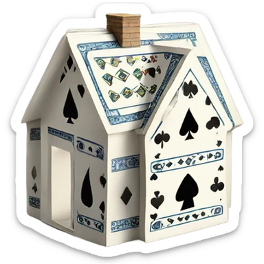 House made out of a playing cards sticker