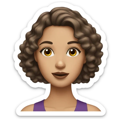 Brunette girl with mascara and lipgloss and wavy hair sticker