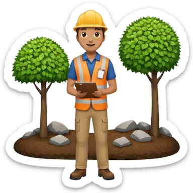 Landscaping company employee talking to his client, full body sticker