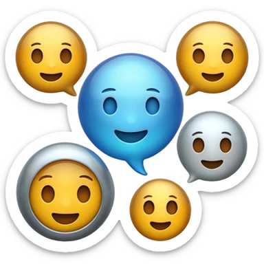emoji chat burbulas juodai baltas su mettalic efektu sticker