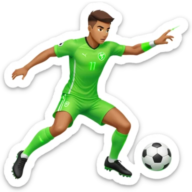 soccer player dodging a laser beam sticker