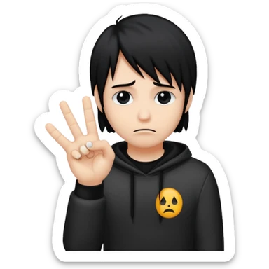 Sad emo doing the rock hand sticker