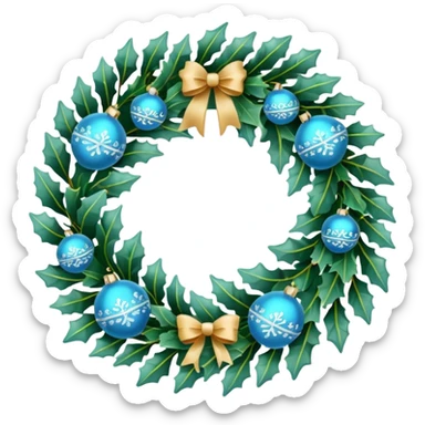 Simple and sweet Christmas wreath with light blue details sticker