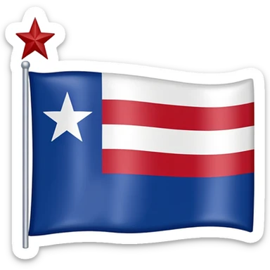 An emoji of the Texas state flag/ a mini American with one star and one white stripe and on red stripe sticker