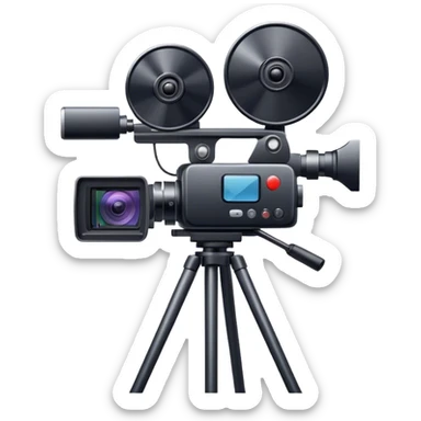 Create an emoji for video shooting. Show a video camera with a recording icon. Use modern, professional colors. Do not include any emojis or smiley faces. Make the background transparent. sticker